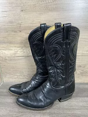 Vintage Tony Lama Mens Size 10.5 D Cowboy Western Boots #6238 Made USA Black • $45