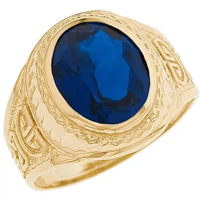 10k Or 14k Yellow Gold Simulated Blue Sapphire September Birthstone Mens Ring • $279.99