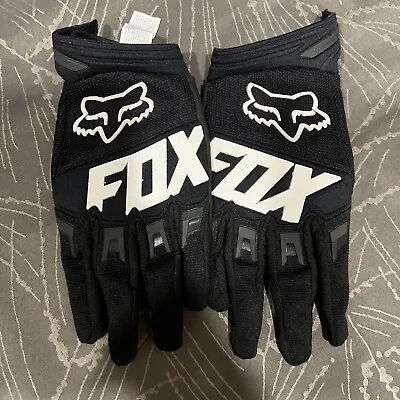 Fox Racing Dirtpaw Gloves Knuckle Coverage Touch Screen Compatible Black/White L • $19.99