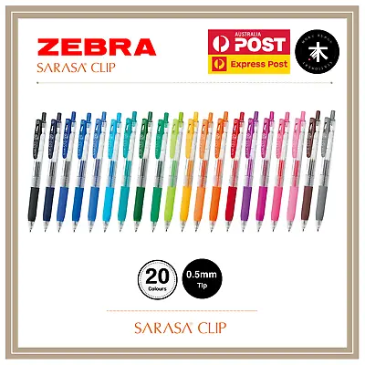 Zebra Sarasa Clip Gel Pen - 0.5mm - Single Pen (20 Colours Available) • $4.95