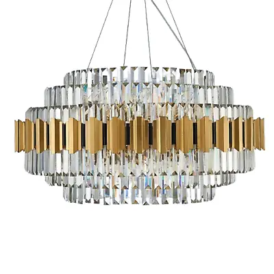 Modern Droplets Elegant Crystal Chandelier Gold Ceiling Light E14 Bulbs Bedroom • £1039.95