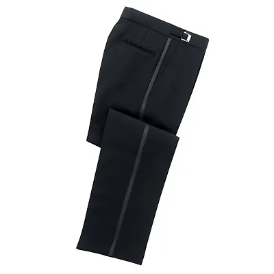 Tuxedo Dress Pants Mens Black 26x35 Adjustable Waist Trousers 100% Polyester • $29.99