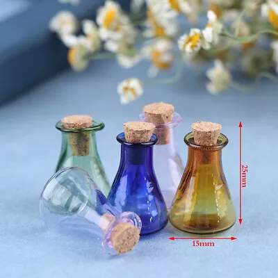 2Pcs Mini Glass Color Bottle Wishing Bottle Tiny Jars Vials Mini Storage Bot~N8 • $1.33