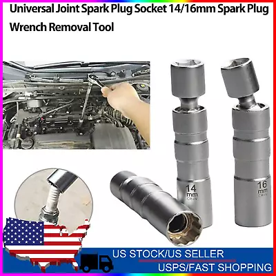 For BMW 12PT 14mm&16mm Thin Wall Magnetic Swivel 3/8  Spark Plug Socket Drive US • $11.99