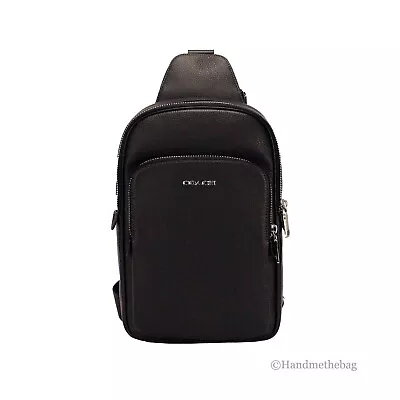 Coach (CQ669) Ethan Black Pebbled Leather Sling Pack Shoulder Bag • $175