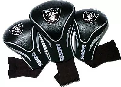 Raiders Las Vegas Oakland NFL Contour Golf Club Headcover Set Of 3 Embroidered • $48