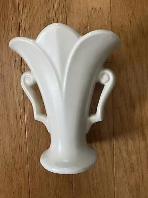 Vintage White USA Pottery Vase Tulip Shape • $19
