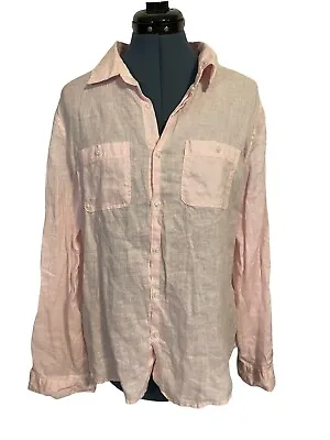 $19.99 • Buy Island Company Pink Linen Button Front Collared Longsleeve Blouse Shirt Size L