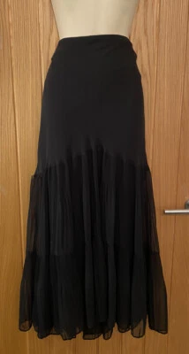 £10.65 • Buy Wallis Ladies Jet Black Lined Elastic Crepe Bandeau Maxi Skirt Size 10 12 Long