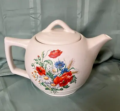 McCoy Pottery Tea Pot #140RARE Poppies And Daisy Floral Decal USA • $29.95