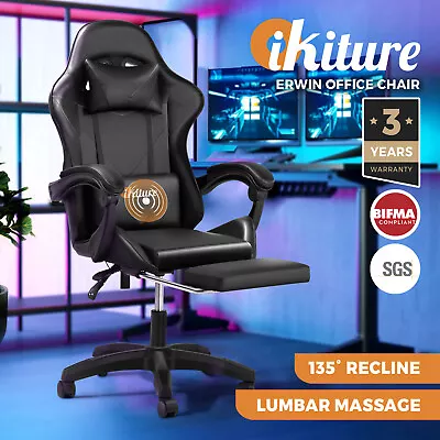 $129.90 • Buy Oikiture Gaming Chair Massage Racing Recliner Office PU Leather With Footrest
