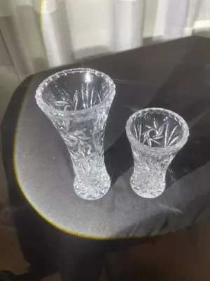 Two Vintage Lenox Fine Crystal Bud Vase Pinwheel Design 6  & 4  Czech Rep • $5