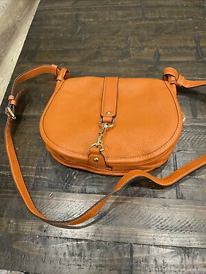 Michael Kors Fulton Orange Pebble Leather Cross Body  Bag Purse Large Satchel • $45