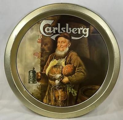 Vintage Carlsberg Beer Serving Tray Metal Flat Lip 13  Free Shipping • $18.99