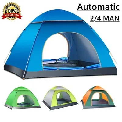 £18.99 • Buy 2-4 Man Person Pop Up Tent Family Camping Outdoor Instant Tent Hiking Festival