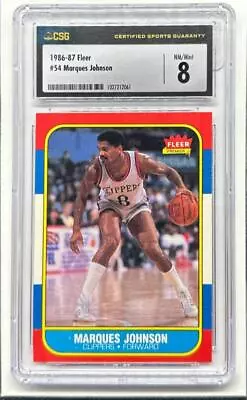 1986-87 Fleer Marques Johnson Vintage #54 CSG 8 NM-MT Clippers • $5.50