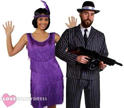 £39.99 • Buy Couples Gangster And Flapper Costumes 1920's Fancy Dress The Great Gatsby Party