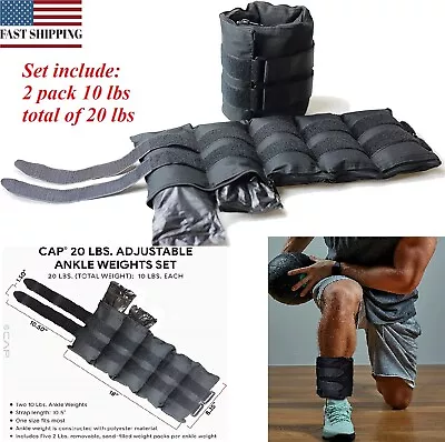 20lbs Adjustable Arm Leg Weights Wrist Ankle Exercise Gym Workout Training Black • $25.97