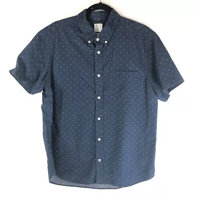 $8.49 • Buy GAP Mens Button Down Shirt Textured Polka Dot Short Sleeve Navy Blue XL