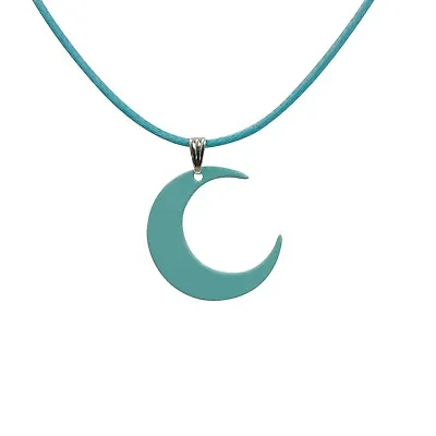Blue Crescent Moon Necklace Alternative Pastel Goth Concert  Festival Kawaii • $27