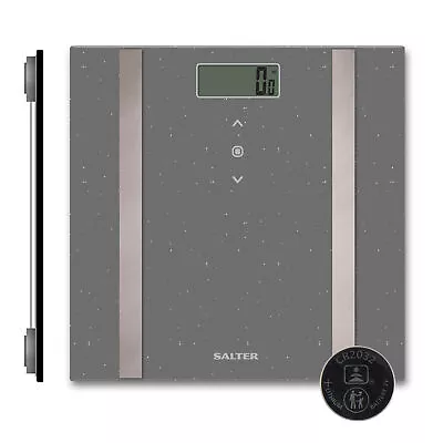 Salter Digital Bathroom Scale Fitness Analyser BMI Body Weight Glitter Grey • £22.99