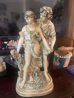 Vtg HIP MOREAU Statue By ALEXANDER BACKER CO Chalkware-Man & Woman 19  Tall • $60