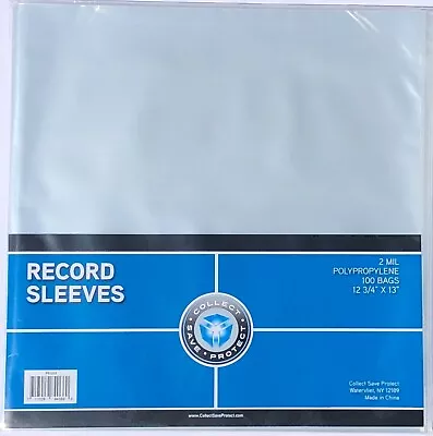 (100) New CSP 33 1/3 RPM Record Album Clear Polypropylene Sleeves 12 3/4  X 13  • $19