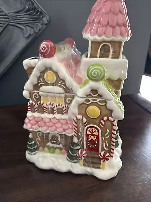 Blue Sky Clayworks Gingerbread House Christmas Cookie Jar 12  Nwt • $59.99