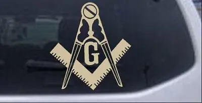 Masonic Square And Compass Car Truck Window Decal Sticker Desert Sand 4X4.3 • $5.07