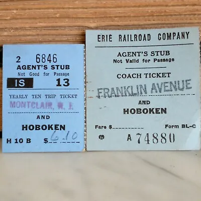Train RR Ticket Vtg 60s Lot Pair Erie Lackawanna Agent Stub Hoboken Franklin Mon • $8