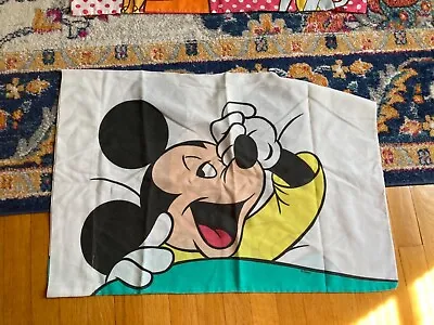 Vintage Disney Mickey Mouse Reversible Awake Asleep Standard Pillow Case • $15.96