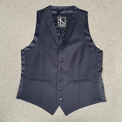 NEW & LINGWOOD Waistcoat Mens Small 38R Navy Wool Button Up BNWOT • £49