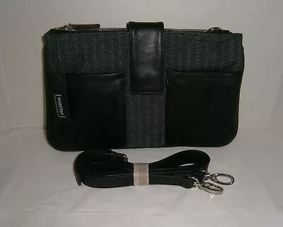 NWT Matter Leather & Herringbone Denim Crossbody Handbag • $12.99