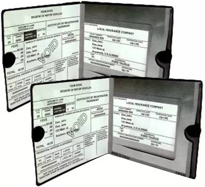 ESSENTIAL Car Auto Insurance Registration BLACK Document Wallet Holders 2 Pack - • $15.94