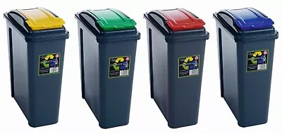 £13.79 • Buy 25L Slimline Recycle Bin With Flap Lid Kitchen Waste Feed Storage Dustbin Assort