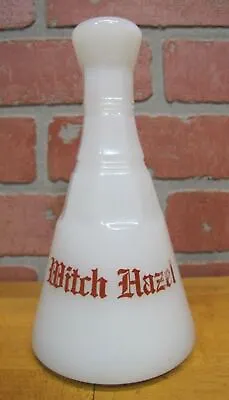 WITCH HAZEL Antique Clambroth White Milk Glass Apothecary Barber Medicine Bottle • $88