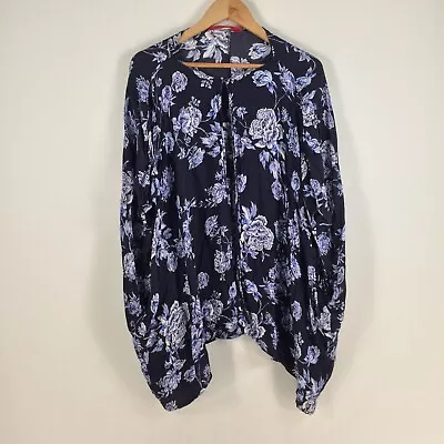 Tigerlily Womens Kimon Jacket Size S Navy Blue Floral 3/4 Sleeve Viscose 056082 • $27.96