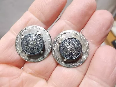 Vintage Alpaca Sterling Silver Mayan Aztec Calendar Cufflinks • $24.99