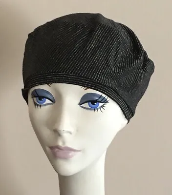 NWoT IMAGA Designer BERET Pull-on Hat BLACK And GOLD • $16.95