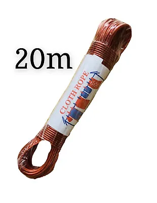 £6.99 • Buy 20M Washing Clothes Line Steel Pulley Laundry Rope Dryer Outdoor Core Tie Strong