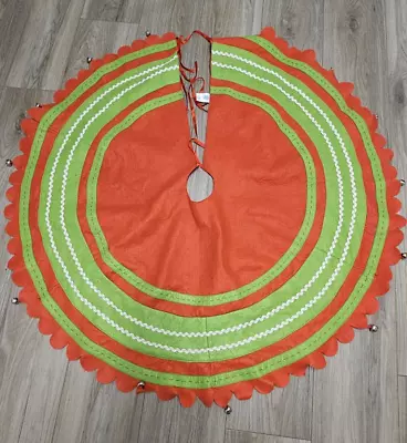 Martha Stewart Red Green White Rick Rack Bells Felt Christmas Tree Skirt Lined • $11.99