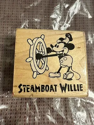 Disney Steamboat Willie Wood Rubber Stamp Mickey Mouse 386e • $12.99