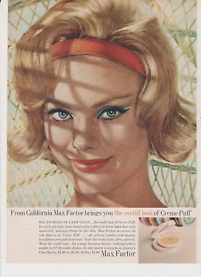 1963 Max Factor California Creme Puff Makeup Ad Blue Eyed Blonde; Redbook   • $19.99