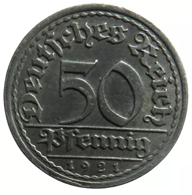 1921-A Germany - Weimar Republic 50 Pfennig Coin • £4.36