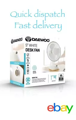 Daewoo COL1062 9-Inch Table Fan Portable Desk Fan For Home/Office 2 Speed Sett • £17.99