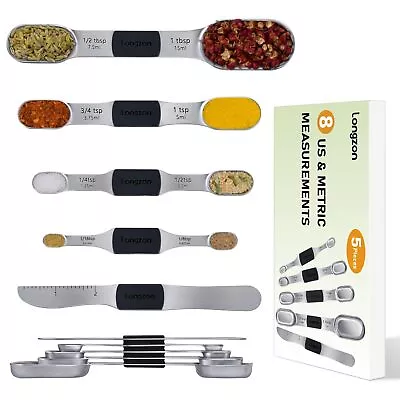 [2024 NEW] 8 Full-Sized Measurements Magnetic Measuring Spoon Set With Levele... • $18.76