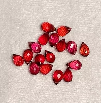 Blazing 17 Piece Natural Precision Cut Drilled Padparadsha Sapphire Briolettes • $45