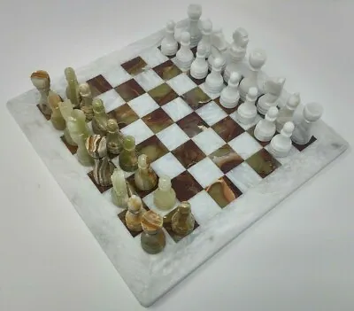 JT Handmade Green Onyx And White Marble Chess Game - Staunton Marble Chess Set • $99