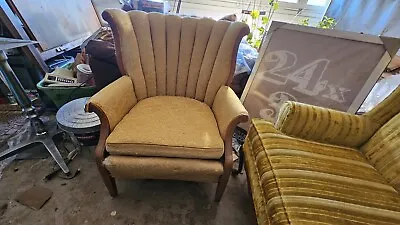 1950's Channel Back Vintage Wingback Arm Chair Nailhead Design • $450