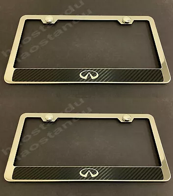 2pc X InfinitLOGOstyle STAINLESS STEEL LICENSE PLATE FRAME (Carbon Fiber Style) • $25.61